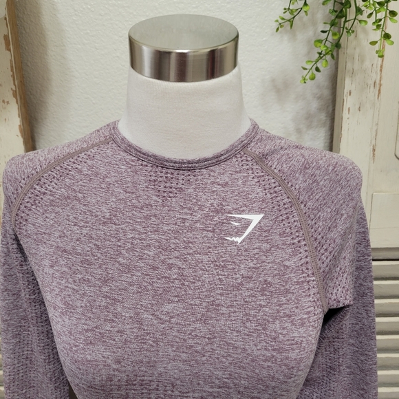Gymshark Vital workout Athletic seamless longsleeves top purple wash marl small - Picture 4 of 12
